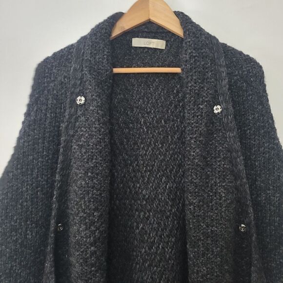 Ann Taylor LOFT dark gray knit open front cardy - Picture 2 of 12
